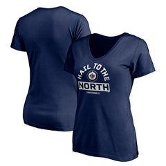 Winnipeg Jets Women's Hail to the North V-Neck T-Shirt - Navy - NHL 4292599