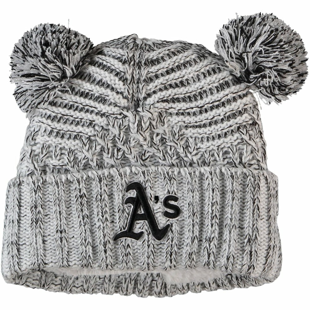 Athletics New Era Women's Dual Cuffed Knit Hat with Poms - Gray - New Era Sale