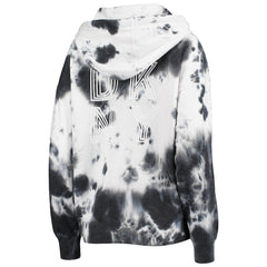 Las Vegas Raiders DKNY Sport Women's Dakota Oversized Tie-Dye Half-Zip Hoodie White/Black