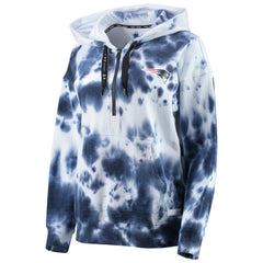 New England Patriots DKNY Sport Women's Dakota Oversized Tie-Dye Half-Zip Hoodie White/Navy