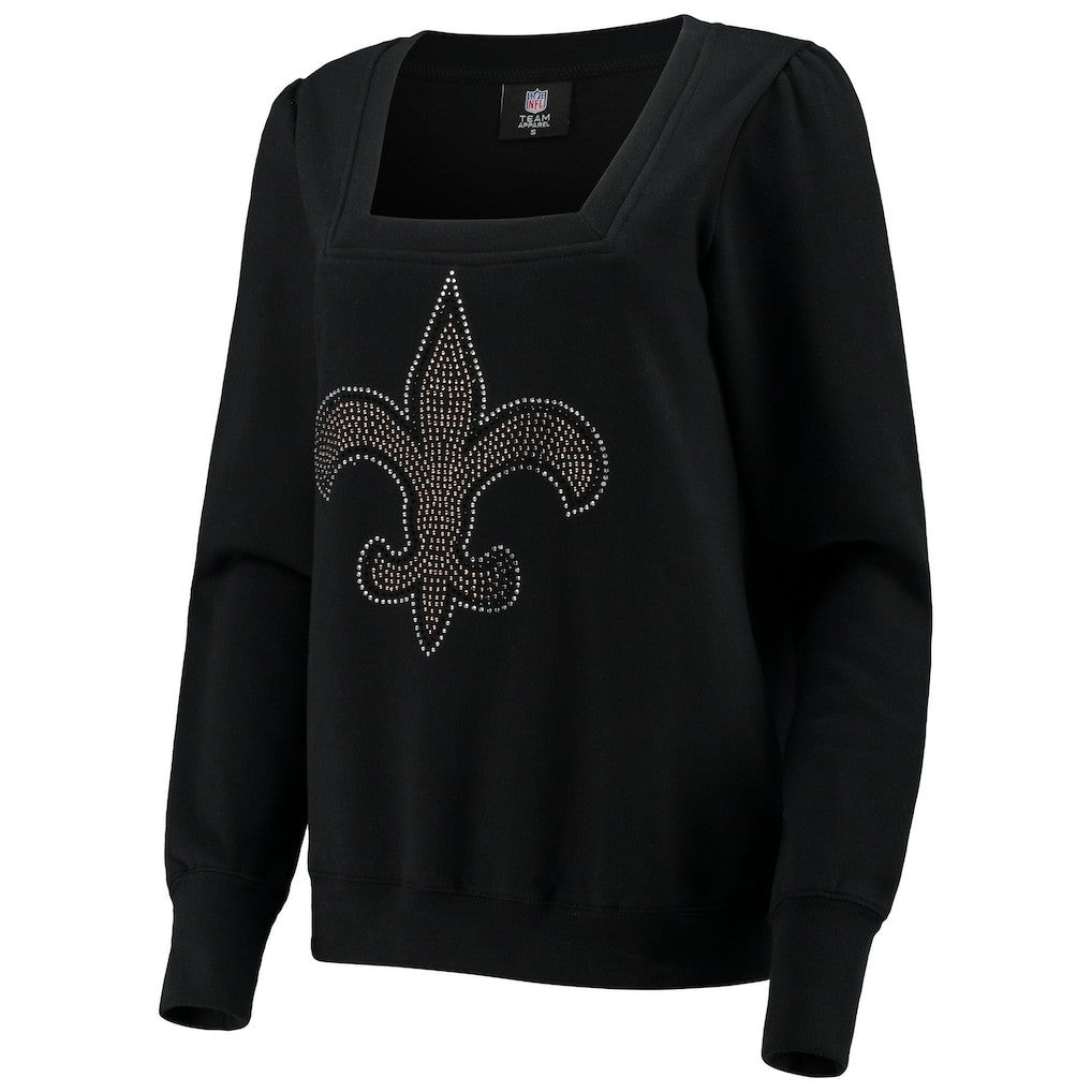 New Orleans Saints Cuce Women's Winners Square Neck Pullover Sweatshirt Black