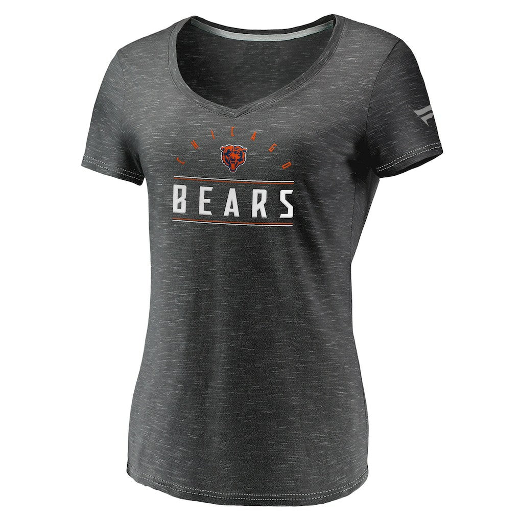 Fanatics Chicago Bears Women's League Leader Space Dye V-Neck T-Shirt Charcoal