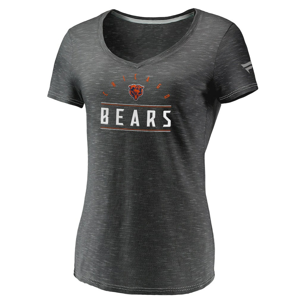 Fanatics Chicago Bears Women's League Leader Space Dye V-Neck T-Shirt Charcoal