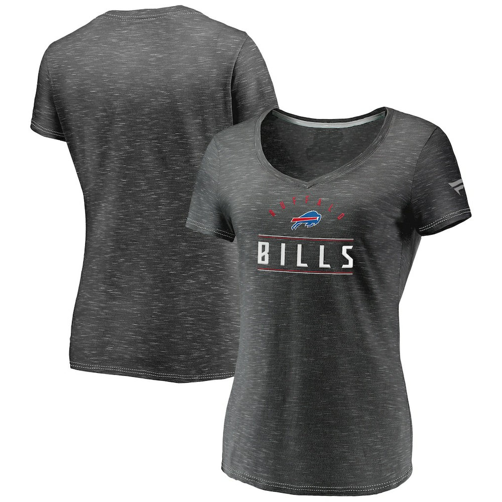 Fanatics Buffalo Bills Women's League Leader Space Dye V-Neck T-Shirt Charcoal