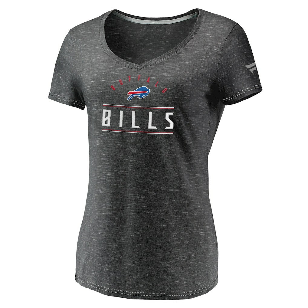 Fanatics Buffalo Bills Women's League Leader Space Dye V-Neck T-Shirt Charcoal