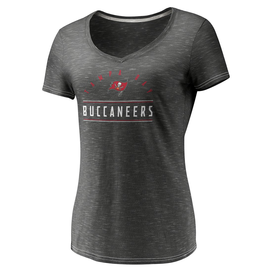 Fanatics Tampa Bay Buccaneers Women's League Leader Space Dye V-Neck T-Shirt Charcoal