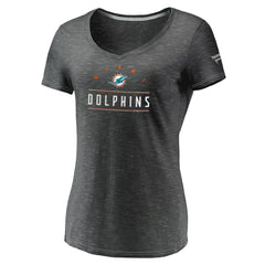 Fanatics Miami Dolphins Women's League Leader Space Dye V-Neck T-Shirt Charcoal