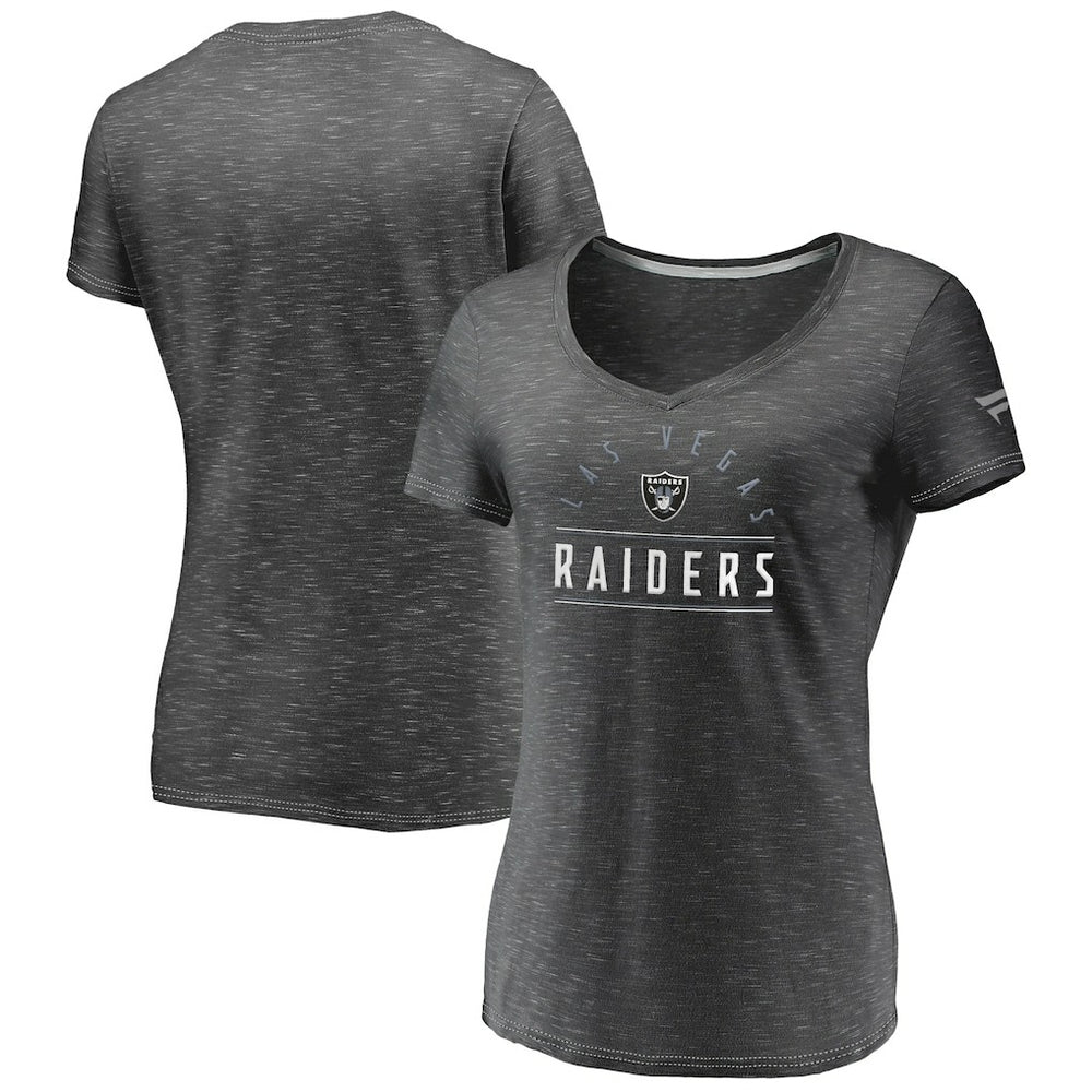 Fanatics Las Vegas Raiders Women's League Leader Space Dye V-Neck T-Shirt Charcoal