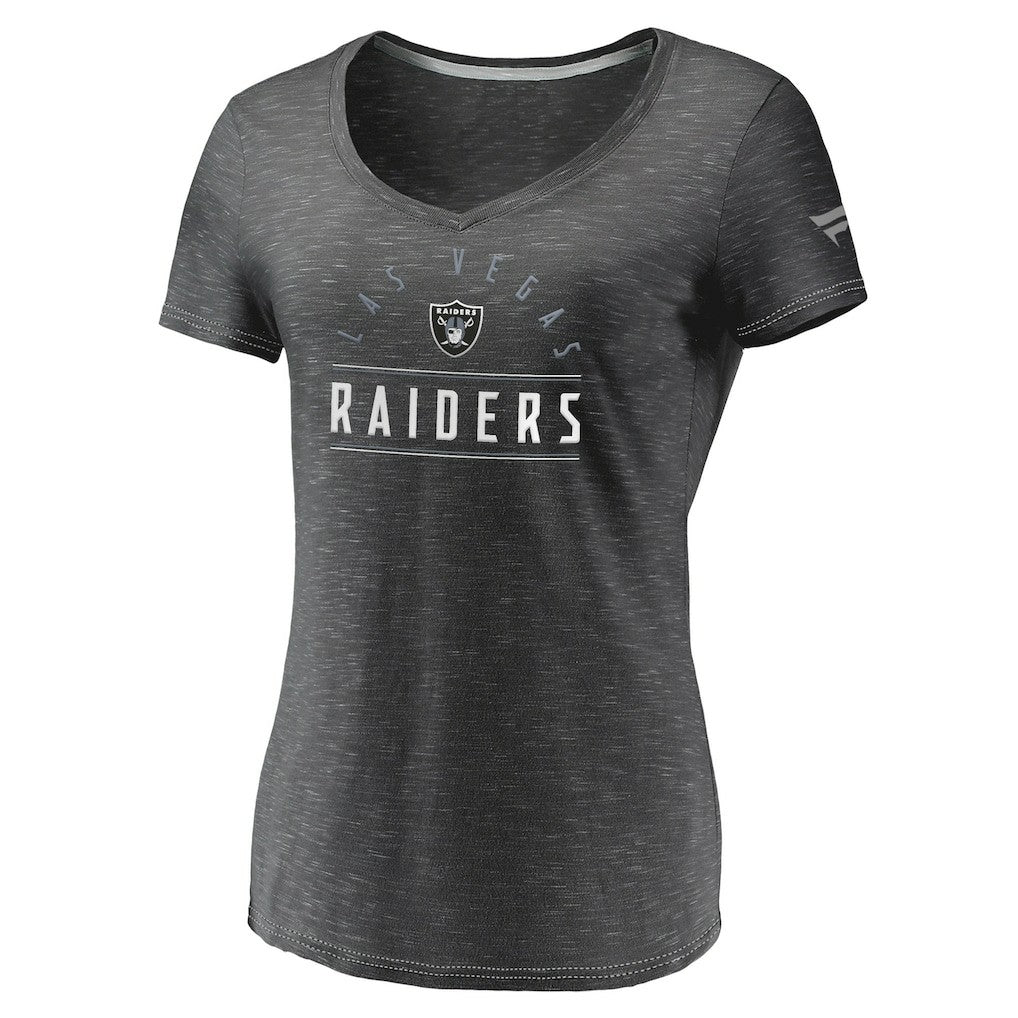 Fanatics Las Vegas Raiders Women's League Leader Space Dye V-Neck T-Shirt Charcoal