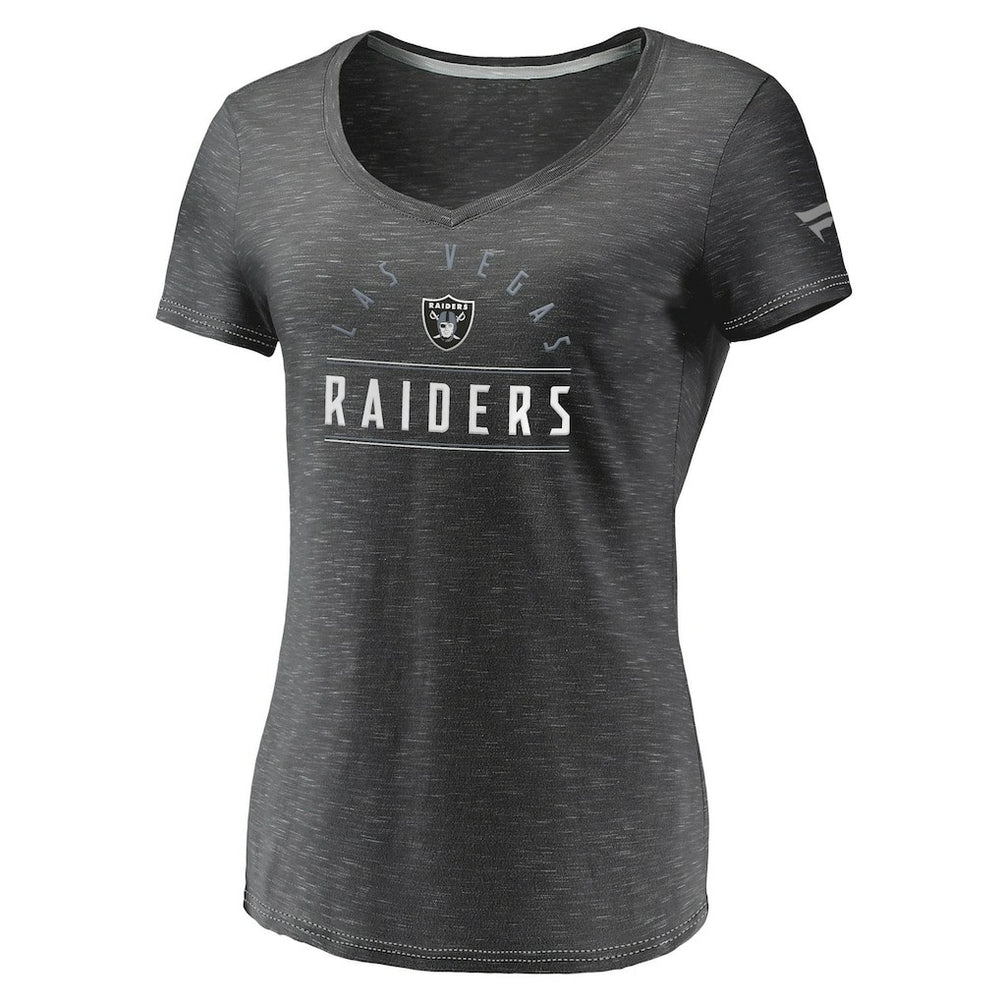 Fanatics Las Vegas Raiders Women's League Leader Space Dye V-Neck T-Shirt Charcoal
