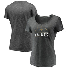 Fanatics New Orleans Saints Women's League Leader Space Dye V-Neck T-Shirt Charcoal