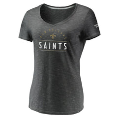 Fanatics New Orleans Saints Women's League Leader Space Dye V-Neck T-Shirt Charcoal