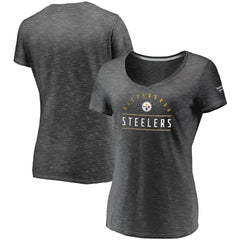 Fanatics Pittsburgh Steelers Women's League Leader Space Dye V-Neck T-Shirt Charcoal