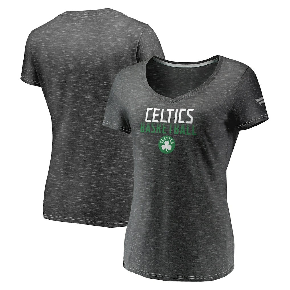 Boston Celtics Women's Double-Fade Space-Dye V-Neck T-Shirt Charcoal | Fanatics Near Me
