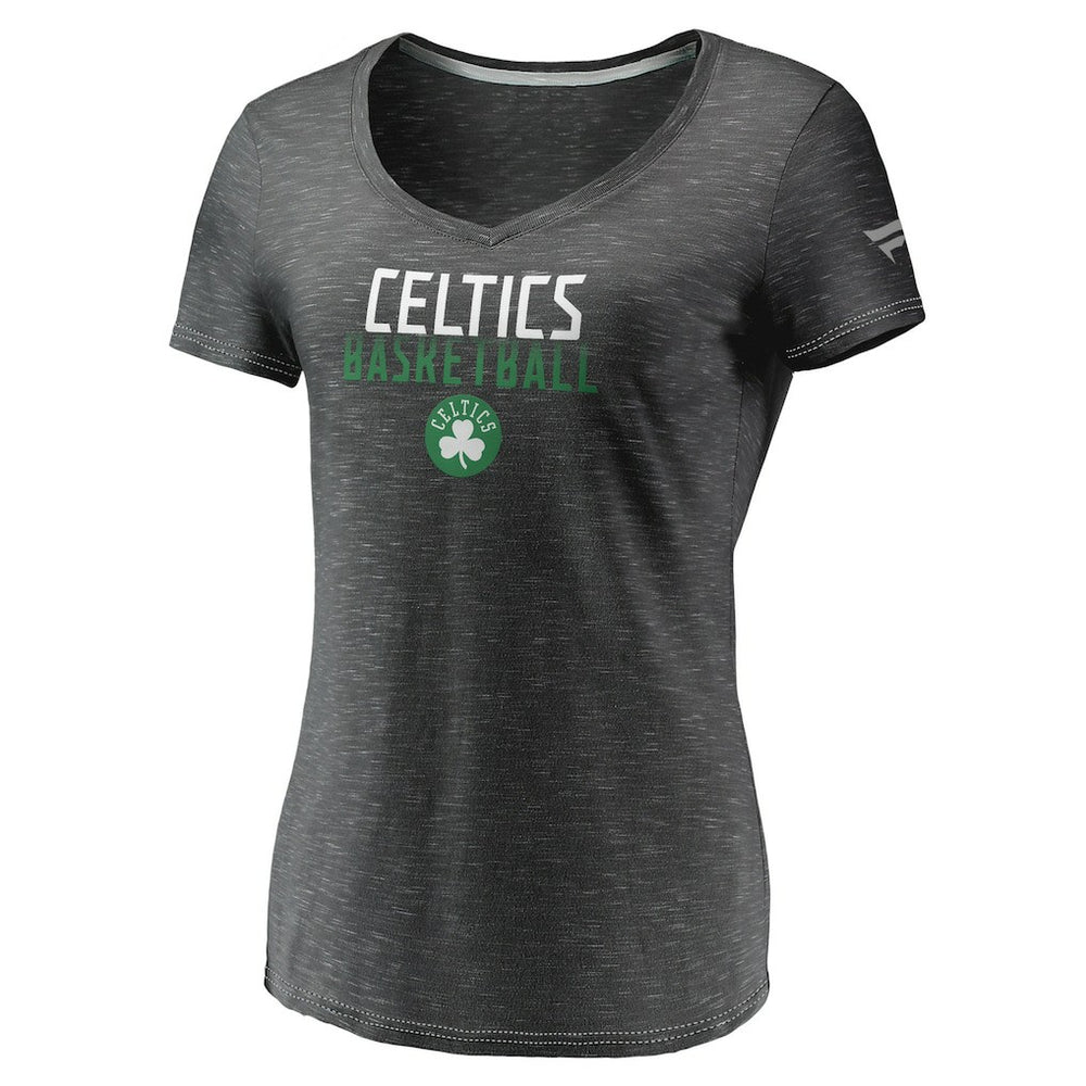 Boston Celtics Women's Double-Fade Space-Dye V-Neck T-Shirt Charcoal | Fanatics Near Me