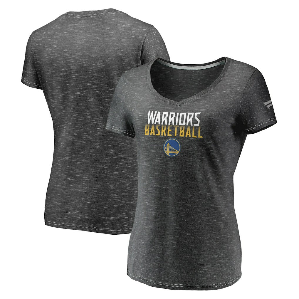 Golden State Warriors Women's Double-Fade Space-Dye V-Neck T-Shirt for sale Charcoal | Fanatics Near Me