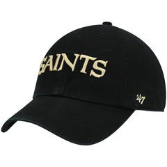 47 brand New Orleans Saints '47 Clean Up Script Adjustable Hat Black