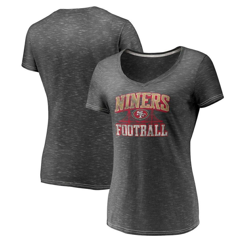 Fanatics San Francisco 49ers Women's Hometown Space-Dye V-Neck T-Shirt Heathered Charcoal