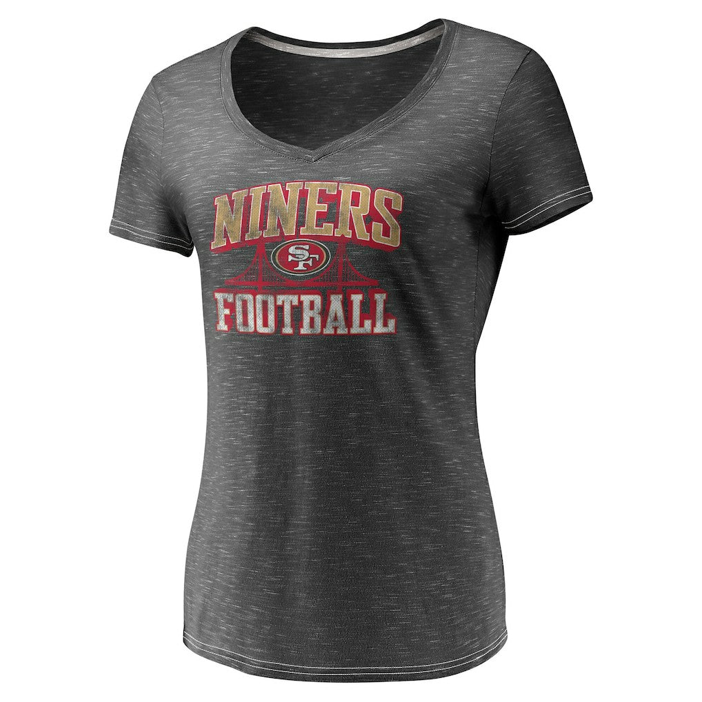 Fanatics San Francisco 49ers Women's Hometown Space-Dye V-Neck T-Shirt Heathered Charcoal