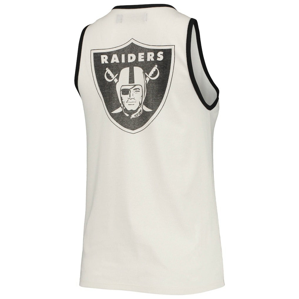 Las Vegas Raiders Junk Food Women's Throwback Pop Binding Scoop Neck Tank Top White/Black