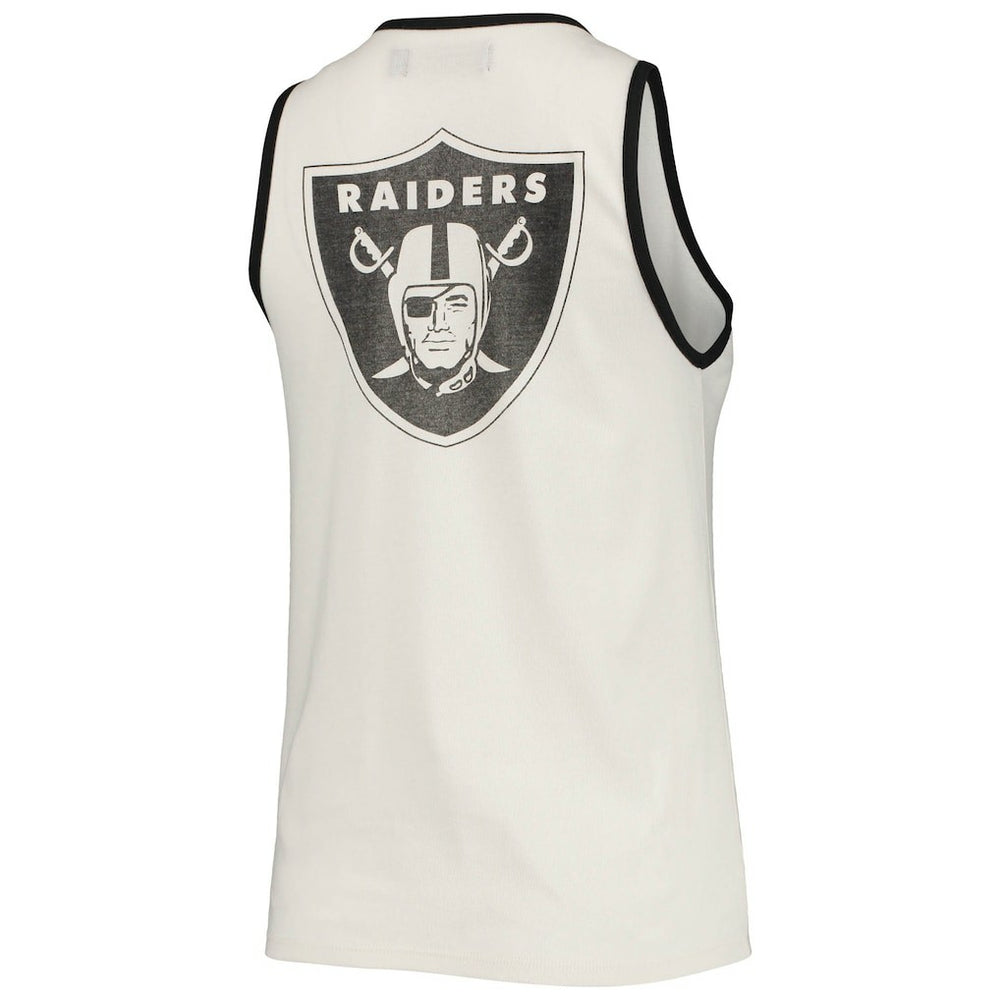 Las Vegas Raiders Junk Food Women's Throwback Pop Binding Scoop Neck Tank Top White/Black