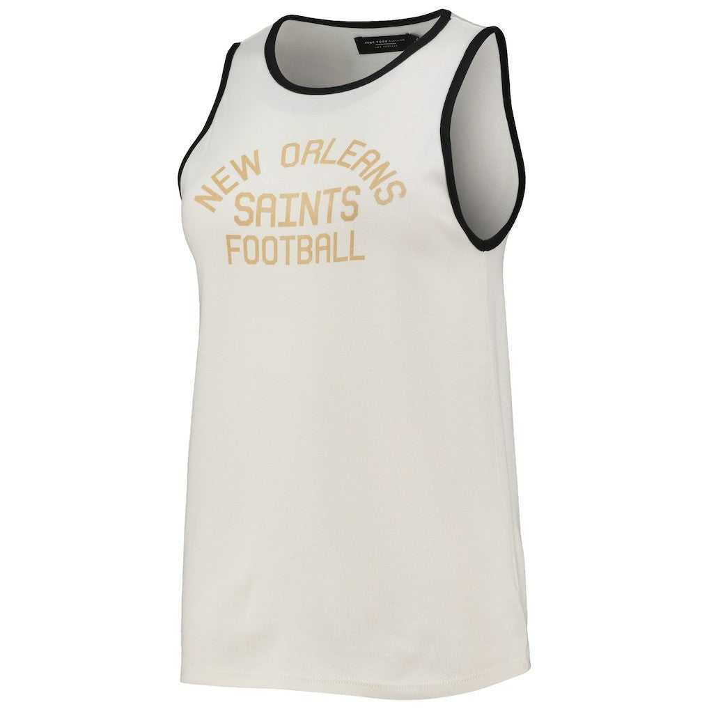 New Orleans Saints Junk Food Women's Throwback Pop Binding Scoop Neck Tank Top White/Black