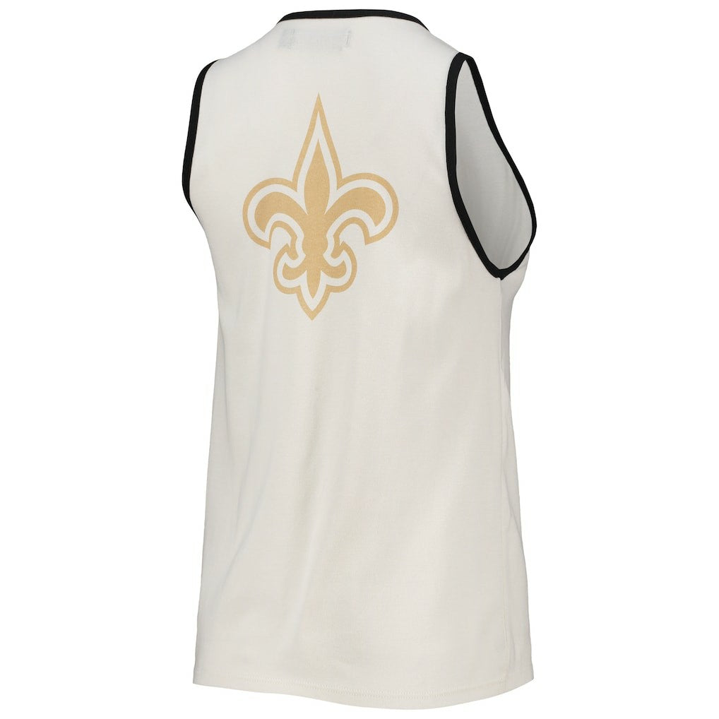 New Orleans Saints Junk Food Women's Throwback Pop Binding Scoop Neck Tank Top White/Black