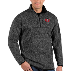 Tampa Bay Buccaneers Antigua Fortune Big & Tall Quarter-Zip Pullover Jacket Heathered Black