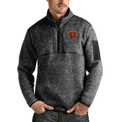 Chicago Bears Antigua Fortune Quarter-Zip Pullover Jacket Heathered Black