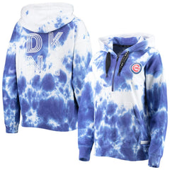 Chicago Cubs DKNY Sport Women's Dakota Tie-Dye Half-Zip Hoodie - White/Royal - MLB Discount