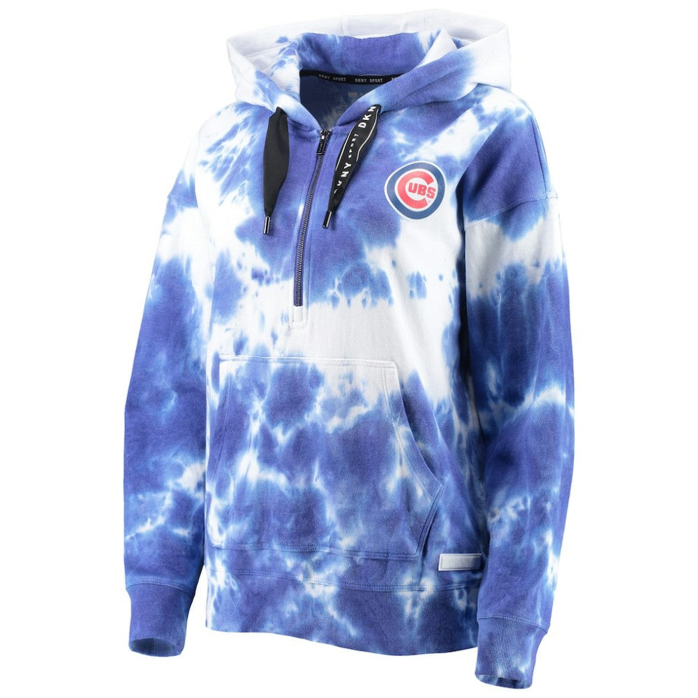 Chicago Cubs DKNY Sport Women's Dakota Tie-Dye Half-Zip Hoodie - White/Royal - MLB Discount