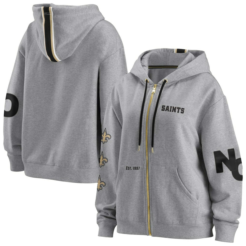 New Orleans Saints WEAR by Erin Andrews Women's Full-Zip Hoodie Gray