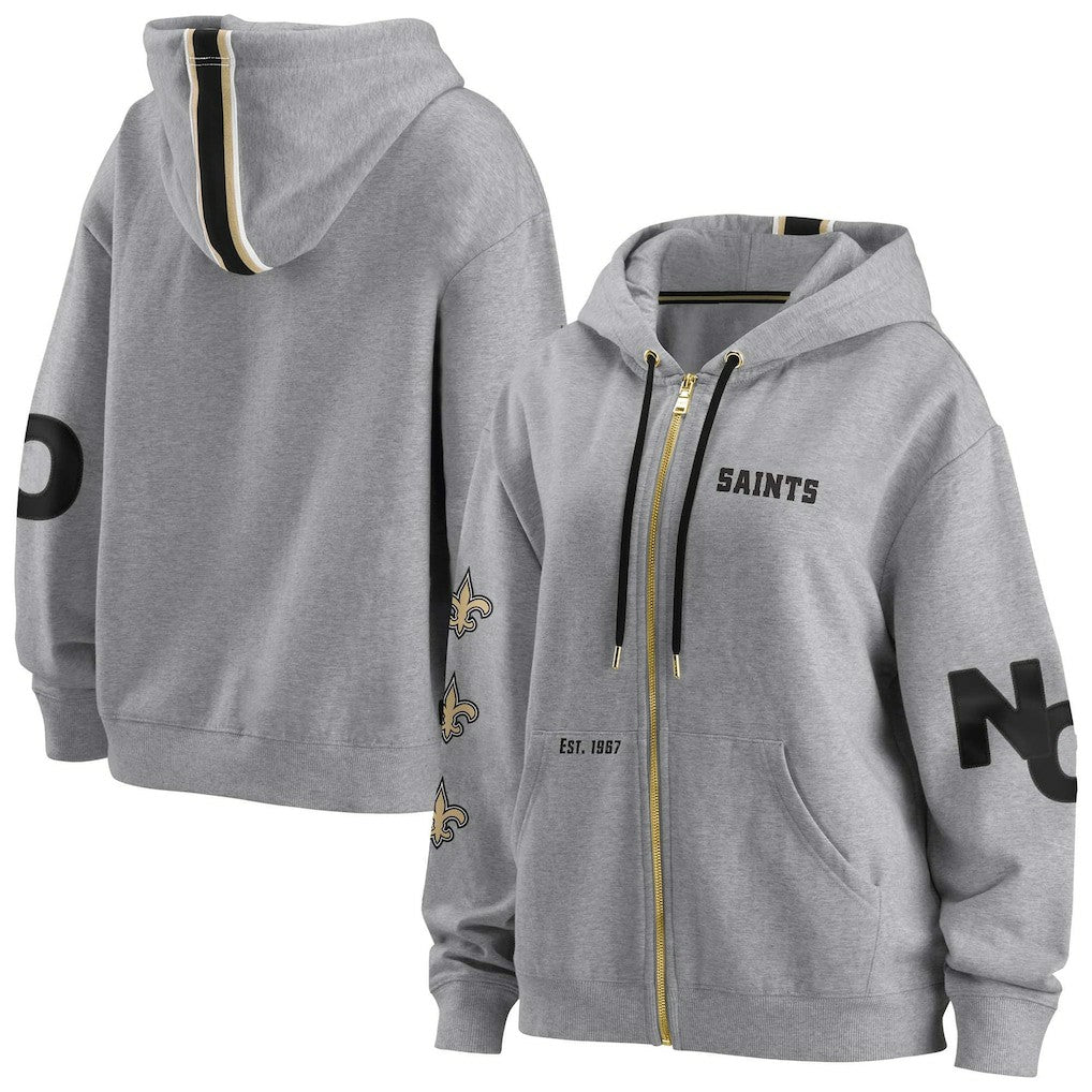 New Orleans Saints WEAR by Erin Andrews Women's Full-Zip Hoodie Gray