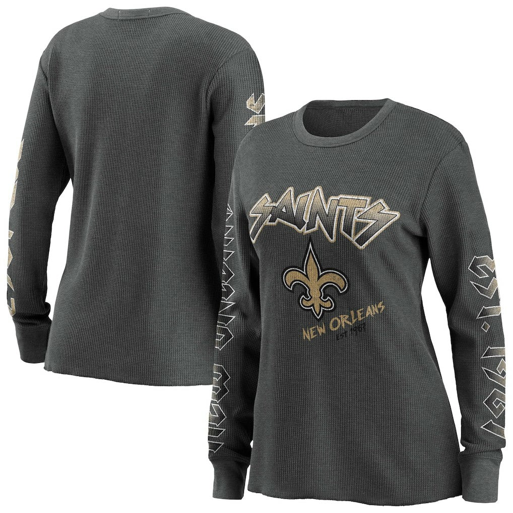 New Orleans Saints WEAR by Erin Andrews Women's Long Sleeve Thermal T-Shirt Gray