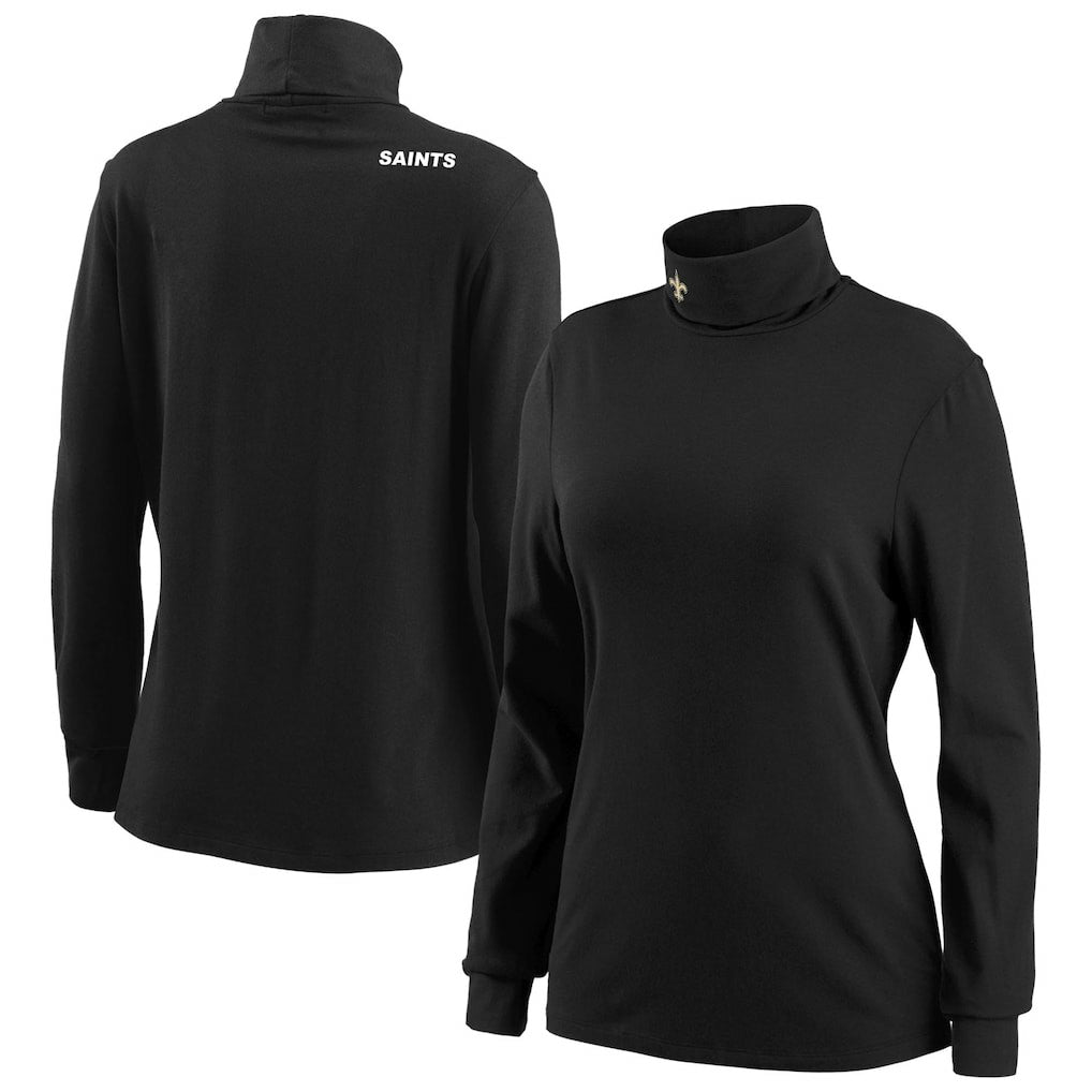 New Orleans Saints WEAR by Erin Andrews Women's Long Sleeve Tri-Blend Turtleneck T-Shirt Black
