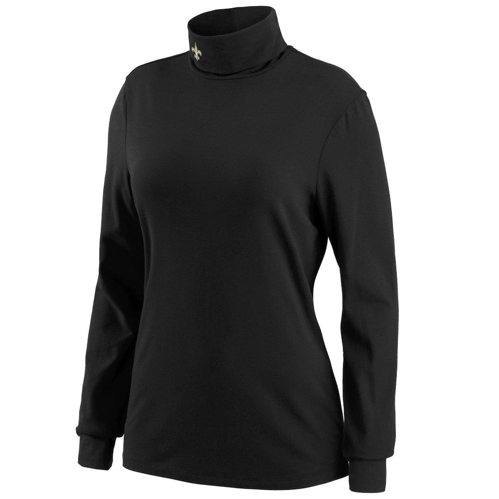New Orleans Saints WEAR by Erin Andrews Women's Long Sleeve Tri-Blend Turtleneck T-Shirt Black