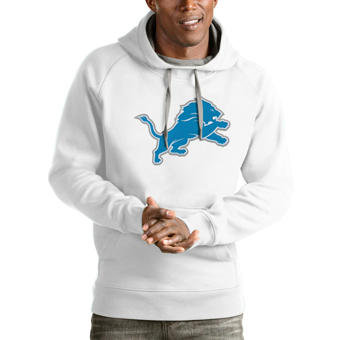 Detroit Lions Antigua Victory Pullover Hoodie White