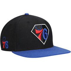 Philadelphia 76ers '47 75th Anniversary Carat Captain Snapback Hat Black/Royal | 47 brand for sale