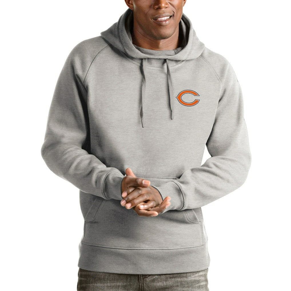 Chicago Bears Antigua Logo Victory Pullover Hoodie Heathered Gray