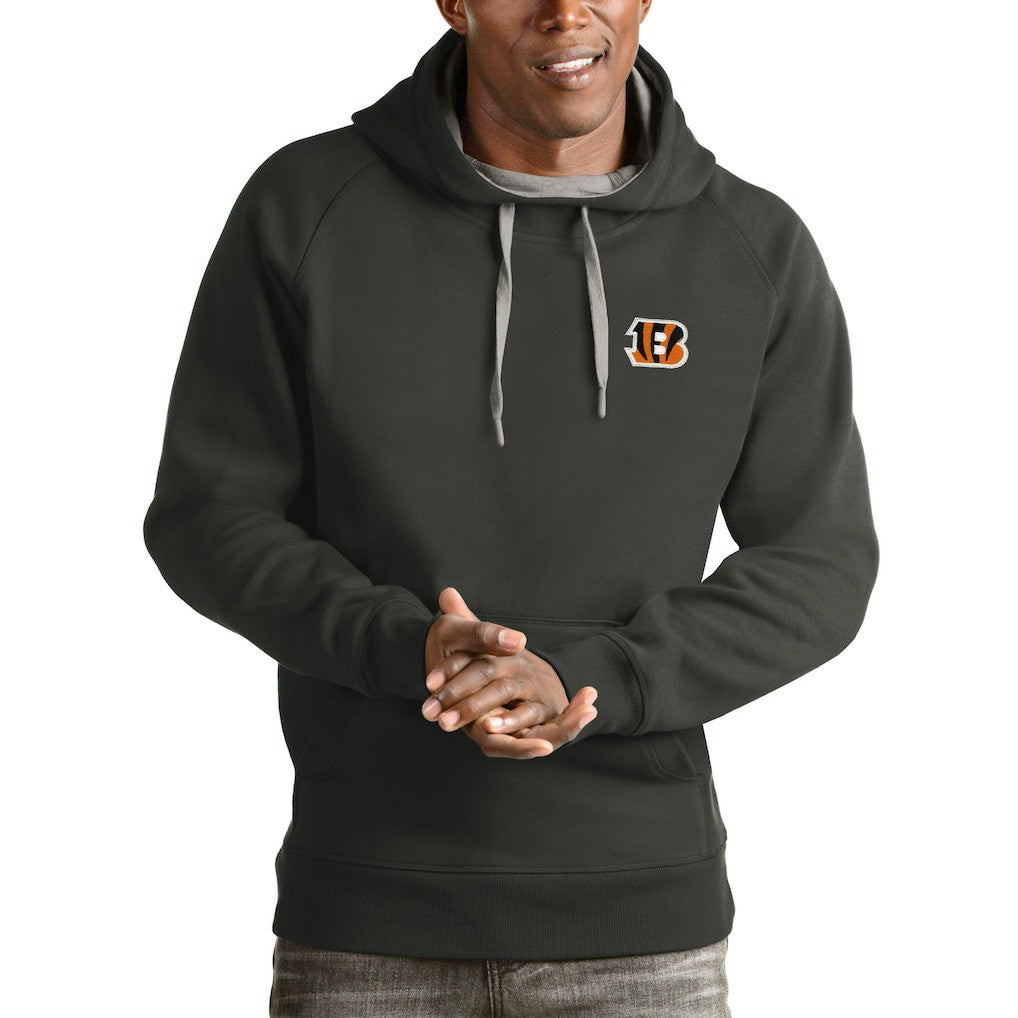 Cincinnati Bengals Antigua Logo Victory Pullover Hoodie Charcoal