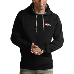 Denver Broncos Antigua Logo Victory Pullover Hoodie Black