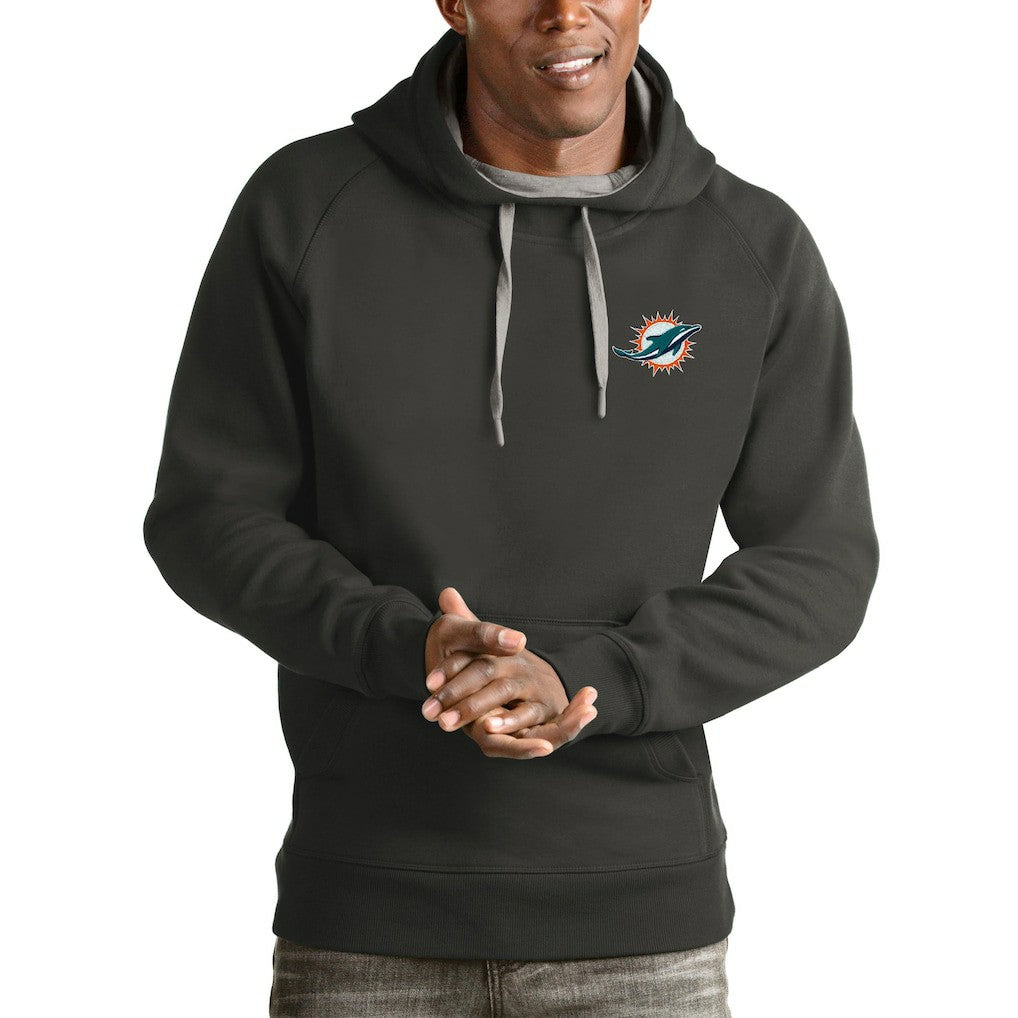 Miami Dolphins Antigua Logo Victory Pullover Hoodie Charcoal