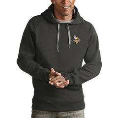 Minnesota Vikings Antigua Logo Victory Pullover Hoodie Charcoal