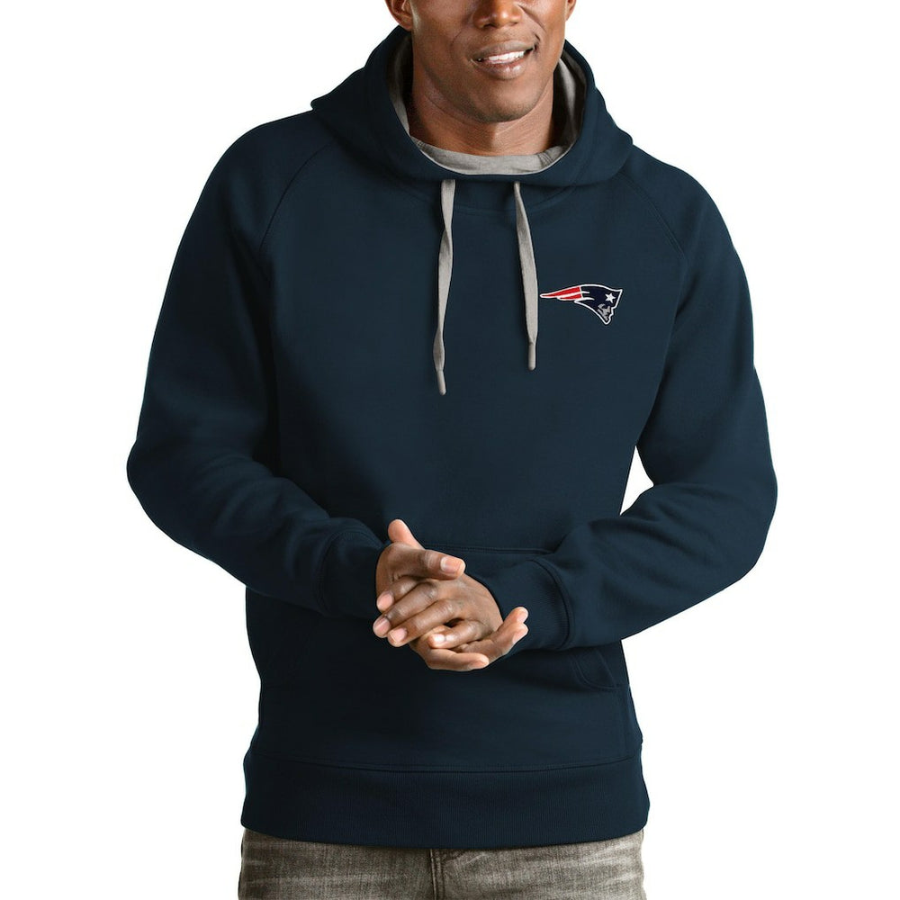 New England Patriots Antigua Logo Victory Pullover Hoodie Navy