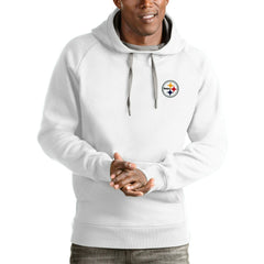 Pittsburgh Steelers Antigua Logo Victory Pullover Hoodie White