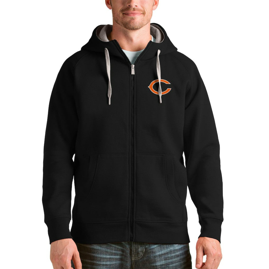 Chicago Bears Antigua Victory Full-Zip Hoodie Black