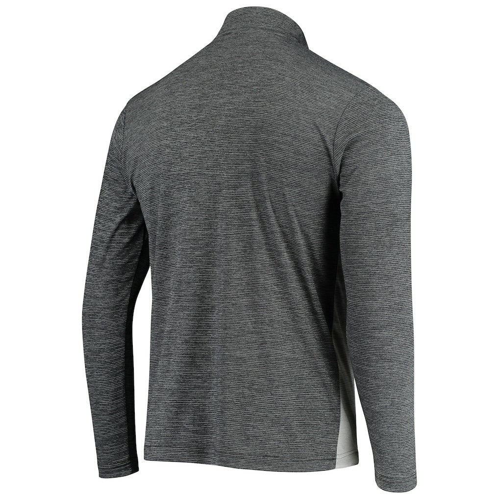 Las Vegas Raiders Antigua Throwback Cycle Quarter-Zip Jacket Black/Heathered Gray