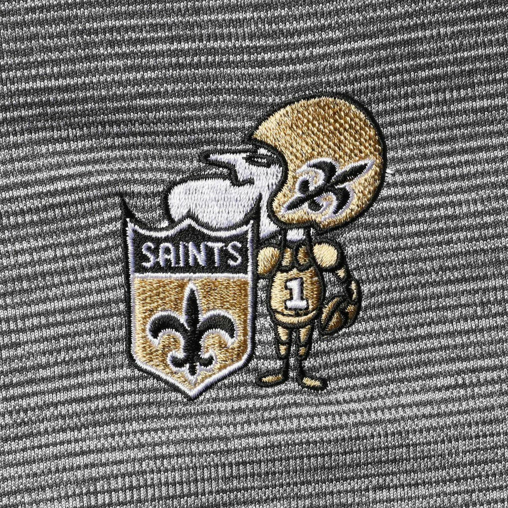 New Orleans Saints Antigua Throwback Cycle Quarter-Zip Jacket Black/Heathered Gray