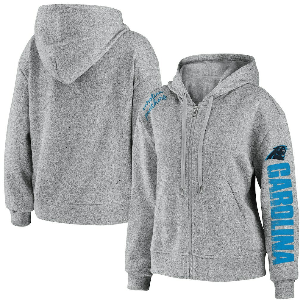 Carolina Panthers WEAR by Erin Andrews Women's Full-Zip Hoodie Heathered Gray