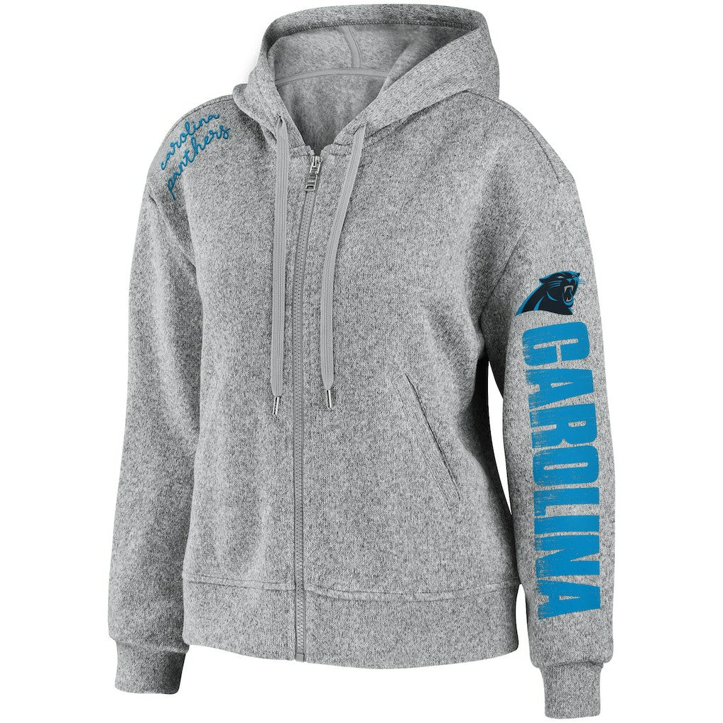 Carolina Panthers WEAR by Erin Andrews Women's Full-Zip Hoodie Heathered Gray